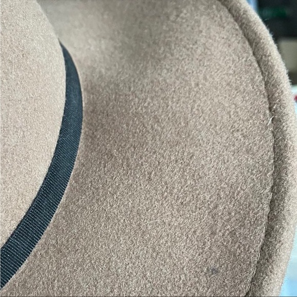 100% Wool boater Hat tan vintage style brown wide brim - Picture 6 of 8